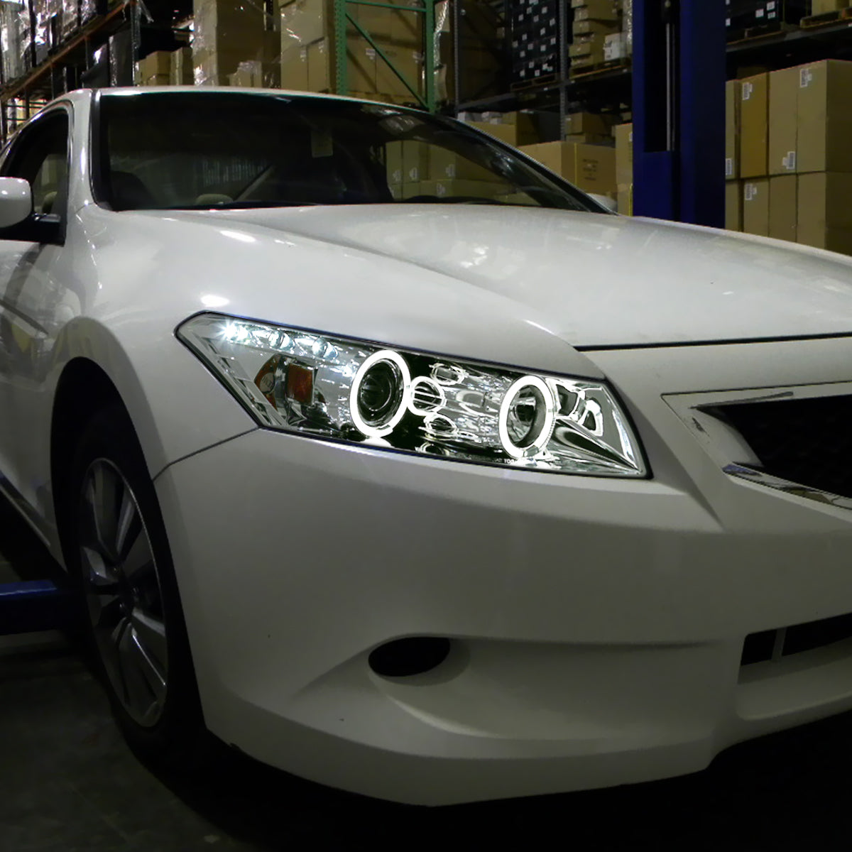 2008-2012 Honda Accord Coupe Dual Halo Projector Headlights (Chrome Housing/Clear Lens)