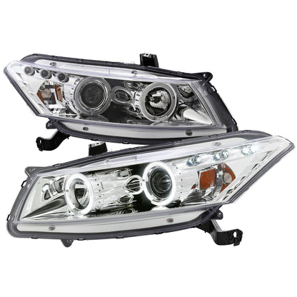 2008-2012 Honda Accord Coupe Dual Halo Projector Headlights (Chrome Housing/Clear Lens)