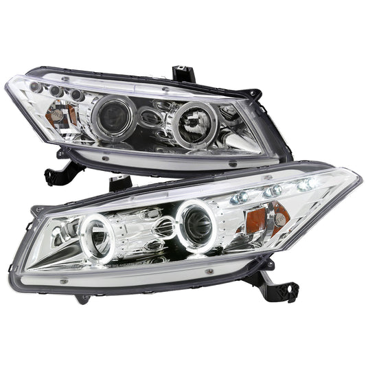 2008-2012 Honda Accord Coupe Dual Halo Projector Headlights (Chrome Housing/Clear Lens)