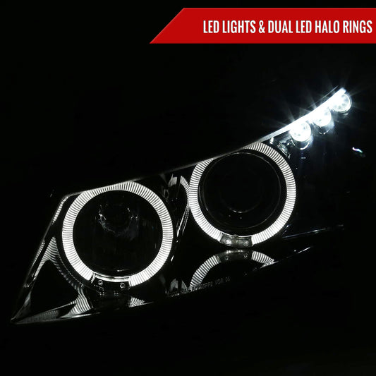 2008-2012 Honda Accord Coupe Dual Halo Projector Headlights (Glossy Black Housing/Smoked Lens)