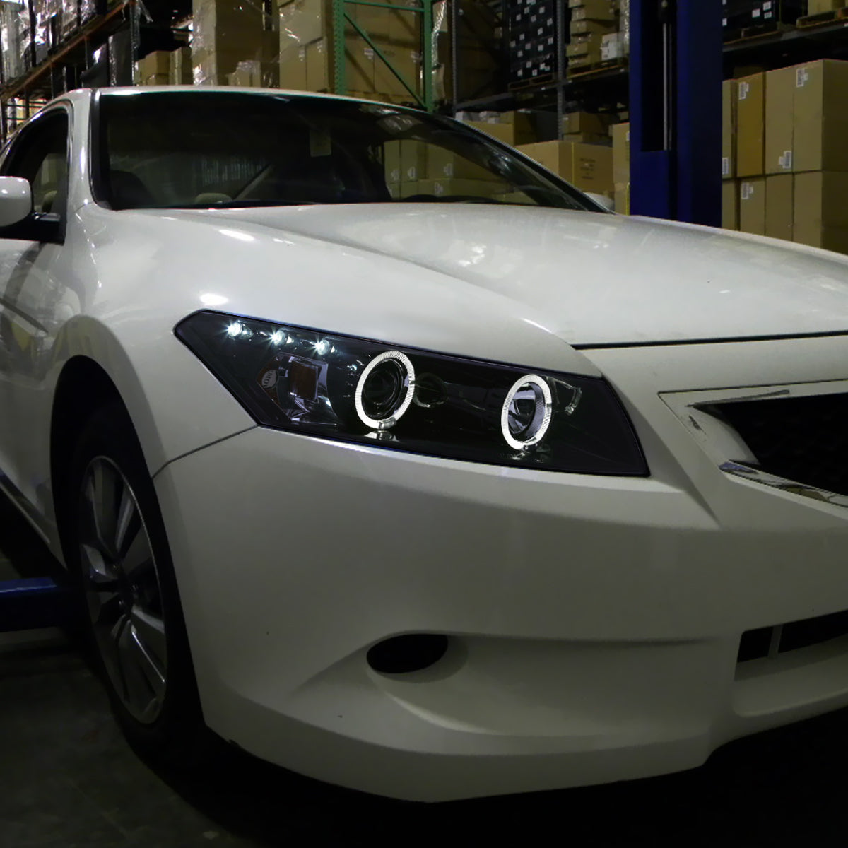 2008-2012 Honda Accord Coupe Dual Halo Projector Headlights (Glossy Black Housing/Smoked Lens)