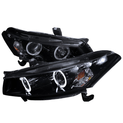 2008-2012 Honda Accord Coupe Dual Halo Projector Headlights (Glossy Black Housing/Smoked Lens)