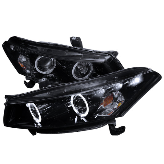 2008-2012 Honda Accord Coupe Dual Halo Projector Headlights (Glossy Black Housing/Smoked Lens)