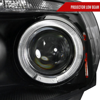 2008-2012 Honda Accord Sedan Single Halo Projector Headlights w/ LED Light Strip & LED Turn Signal Lights (Matte Black Housing/Clear Lens)