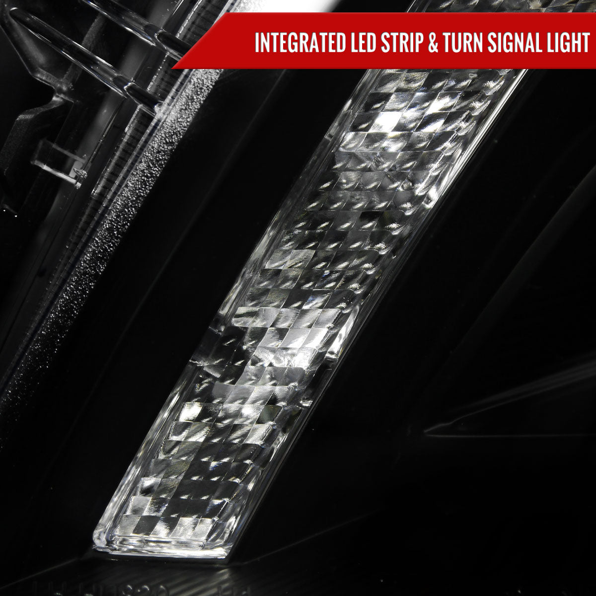 2008-2012 Honda Accord Sedan Single Halo Projector Headlights w/ LED Light Strip & LED Turn Signal Lights (Matte Black Housing/Clear Lens)