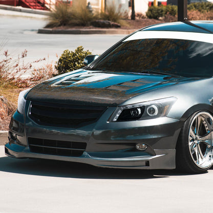 2008-2012 Honda Accord Sedan Single Halo Projector Headlights w/ LED Light Strip & LED Turn Signal Lights (Matte Black Housing/Clear Lens)