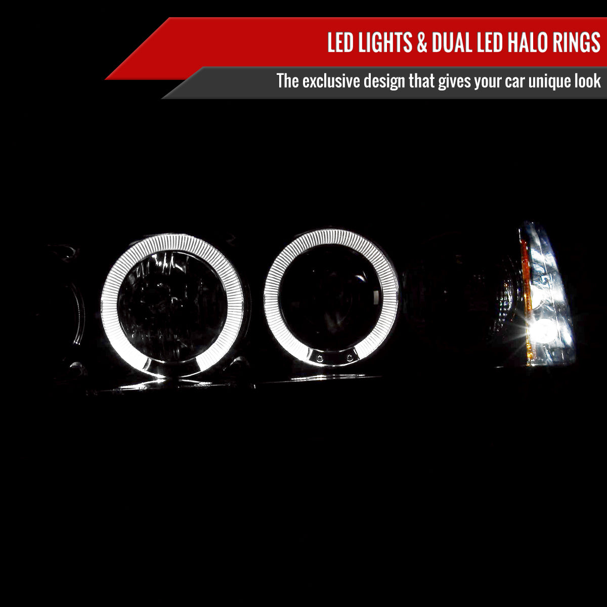 1994-1997 Honda Accord Dual Halo Projector Headlights (Glossy Black Housing/Smoked Lens)