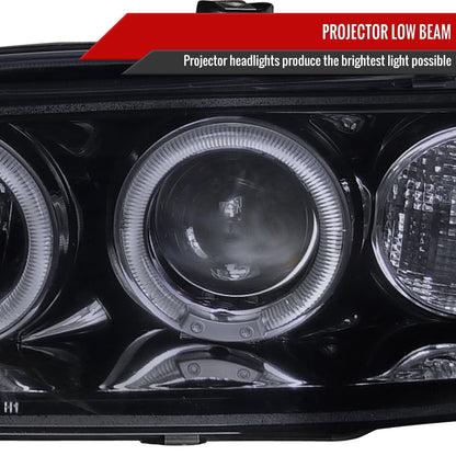 1994-1997 Honda Accord Dual Halo Projector Headlights (Glossy Black Housing/Smoked Lens)
