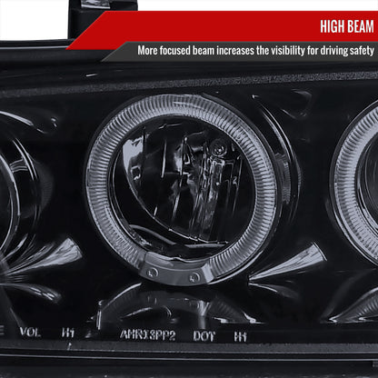 1994-1997 Honda Accord Dual Halo Projector Headlights (Glossy Black Housing/Smoked Lens)