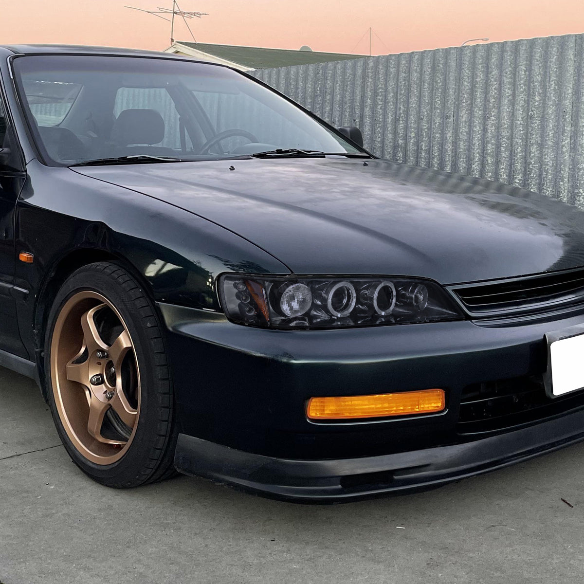 1994-1997 Honda Accord Dual Halo Projector Headlights (Glossy Black Housing/Smoked Lens)