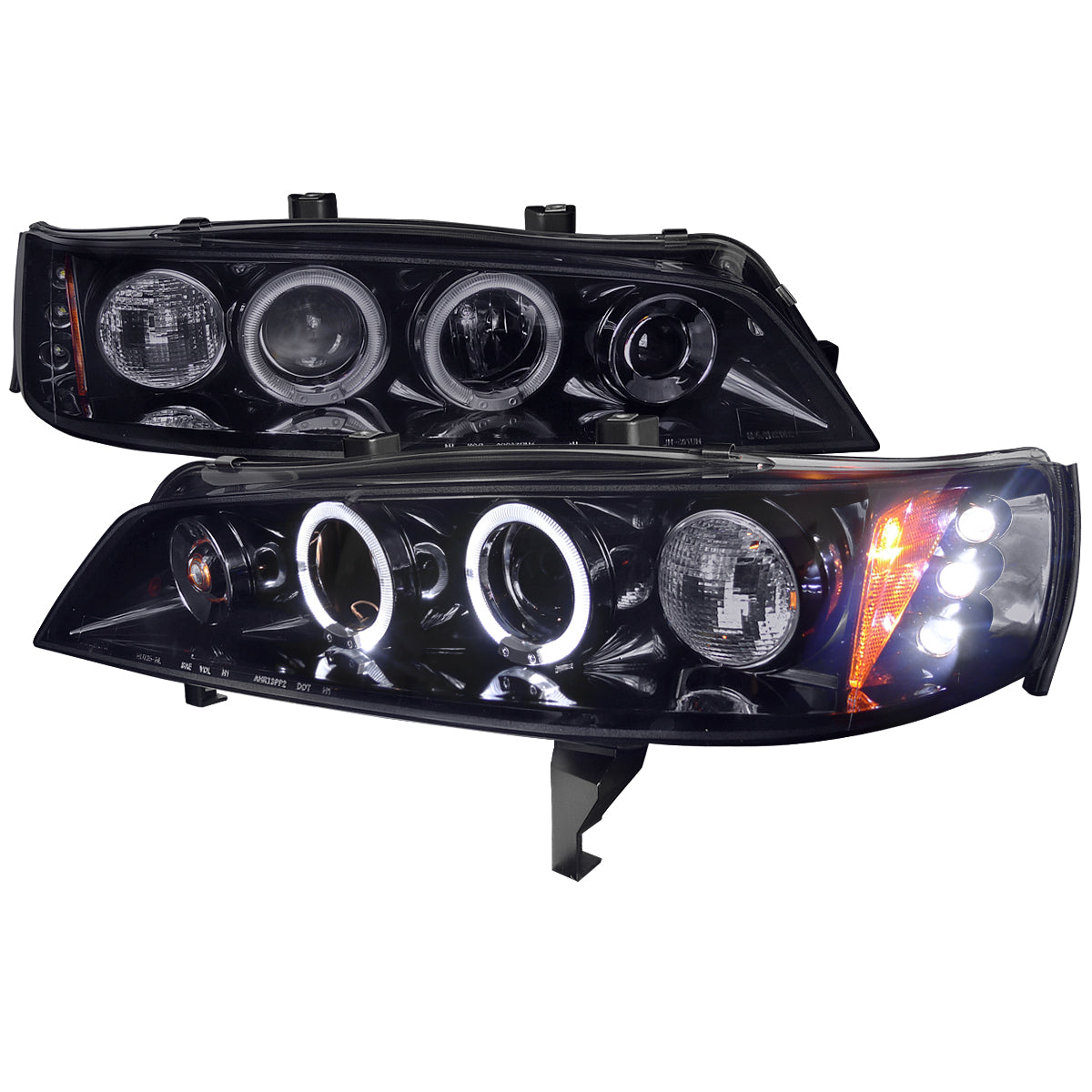 1994-1997 Honda Accord Dual Halo Projector Headlights (Glossy Black Housing/Smoked Lens)