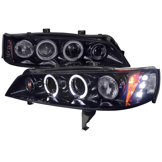 1994-1997 Honda Accord Dual Halo Projector Headlights (Glossy Black Housing/Smoked Lens)