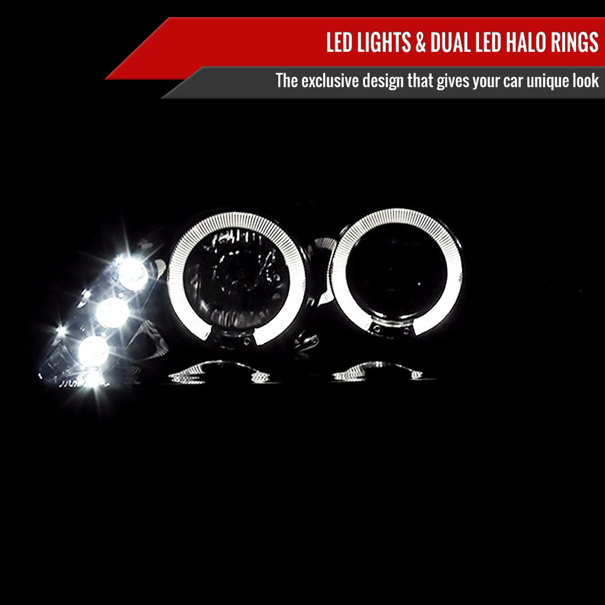 1998-2002 Honda Accord Dual Halo Projector Headlights (Glossy Black Housing/Smoked Lens)