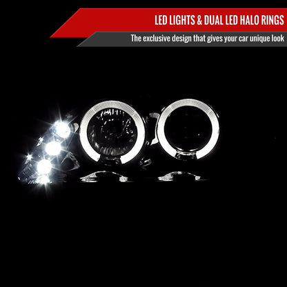1998-2002 Honda Accord Dual Halo Projector Headlights (Glossy Black Housing/Smoked Lens)
