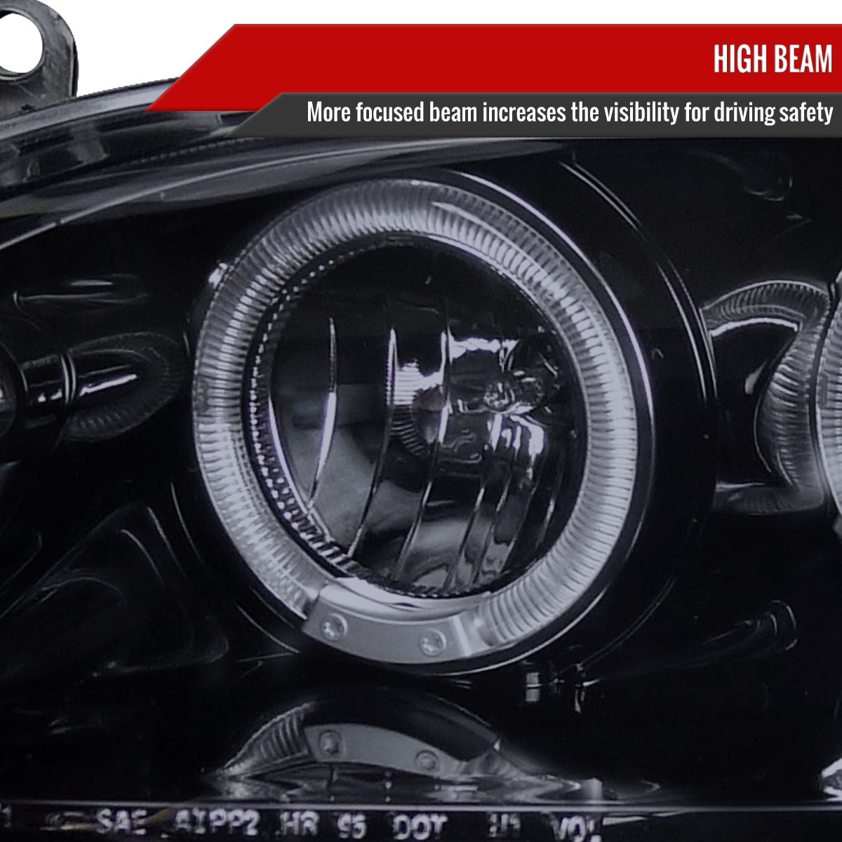 1998-2002 Honda Accord Dual Halo Projector Headlights (Glossy Black Housing/Smoked Lens)