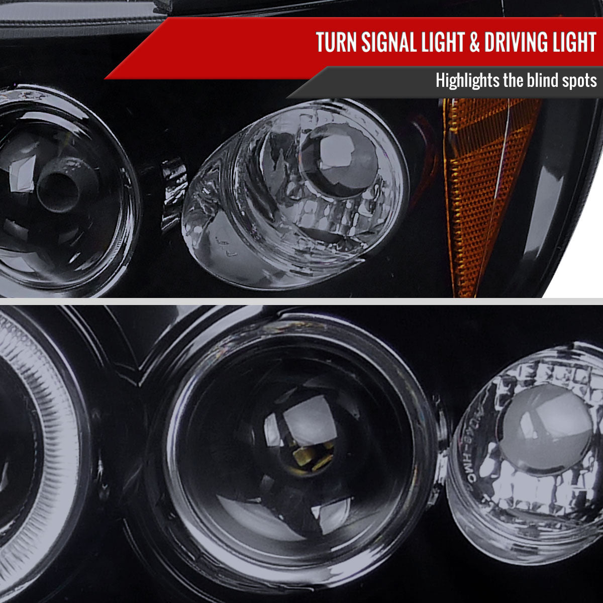 1998-2002 Honda Accord Dual Halo Projector Headlights (Glossy Black Housing/Smoked Lens)