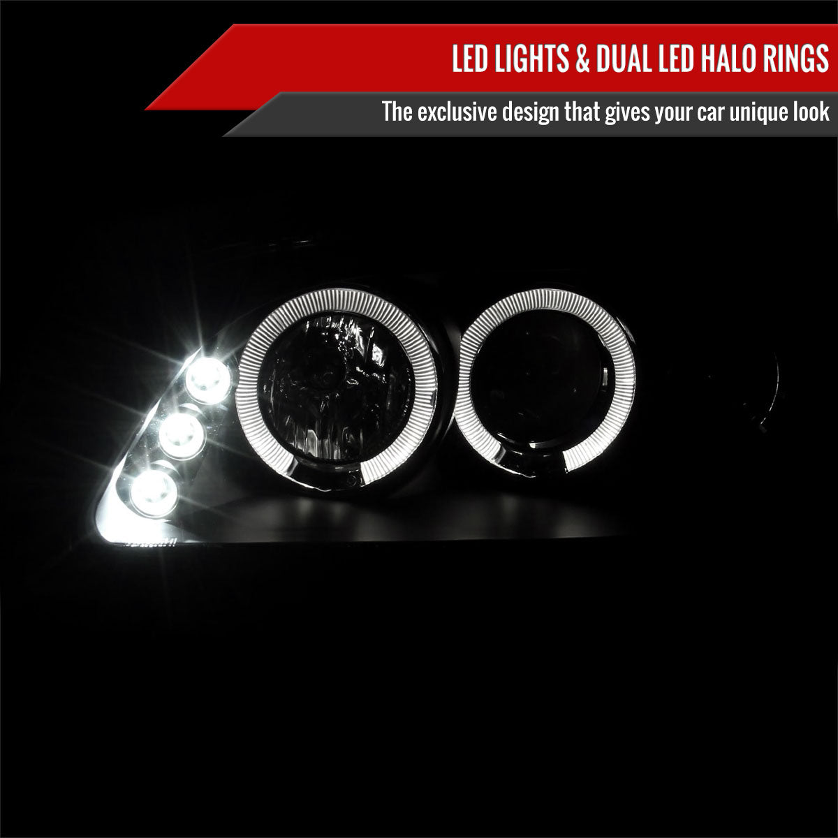 1998-2002 Honda Accord Dual Halo Projector Headlights (Matte Black Housing/Clear Lens)