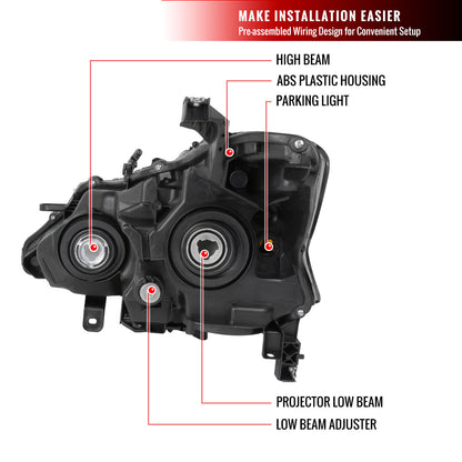 2013-2015 Nissan Altima Sedan Clear Lens Projector Headlight w/ Amber Reflector - Passenger Side Only