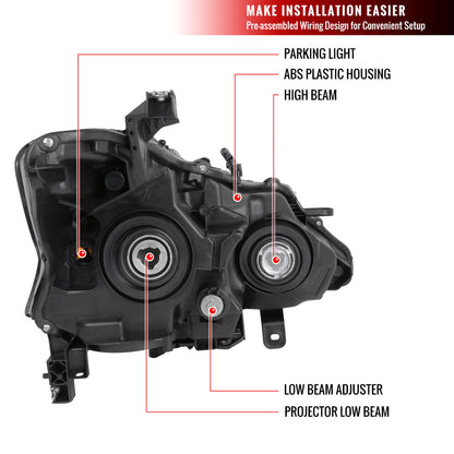 2013-2015 Nissan Altima Sedan Projector Headlights w/ Amber Reflectors (Matte Black Housing/Clear Lens)