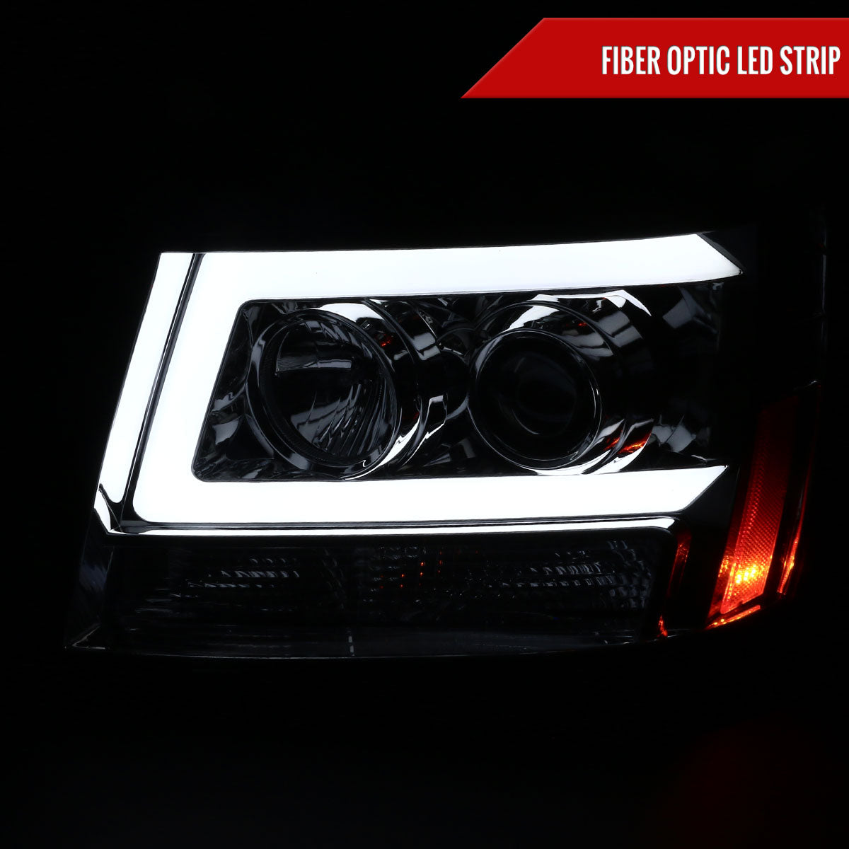 2007-2013 Chevrolet Avalanche/ 2007-2014 Tahoe Suburban LED C-Bar Projector Headlights -RS (Chrome Housing/Clear Lens)