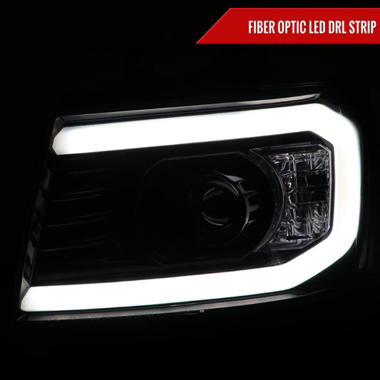 2007-2013 Chevrolet Avalanche/ 2007-2014 Tahoe Suburban LED C-Bar Projector Headlights (Glossy Black Housing/Smoked Lens)