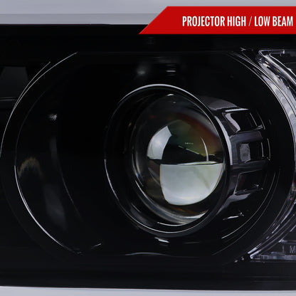 2007-2013 Chevrolet Avalanche/ 2007-2014 Tahoe Suburban LED C-Bar Projector Headlights (Glossy Black Housing/Smoked Lens)