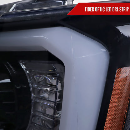 2007-2013 Chevrolet Avalanche/ 2007-2014 Tahoe Suburban LED C-Bar Projector Headlights (Glossy Black Housing/Smoked Lens)