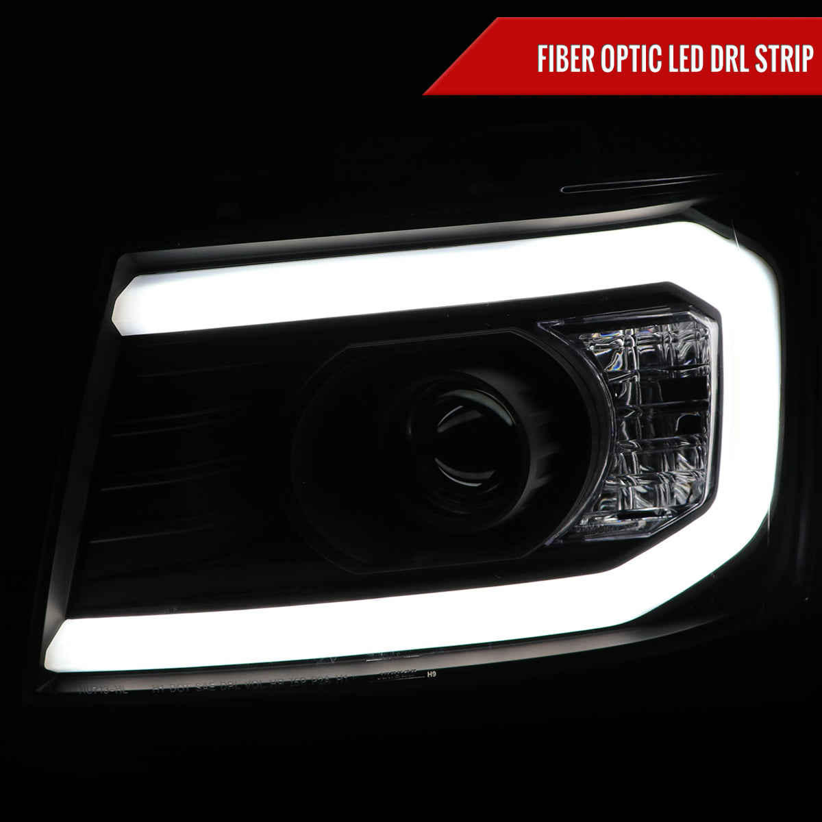 2007-2013 Chevrolet Avalanche/ 2007-2014 Tahoe Suburban LED C-Bar Projector Headlights (Black Housing/Clear Lens)