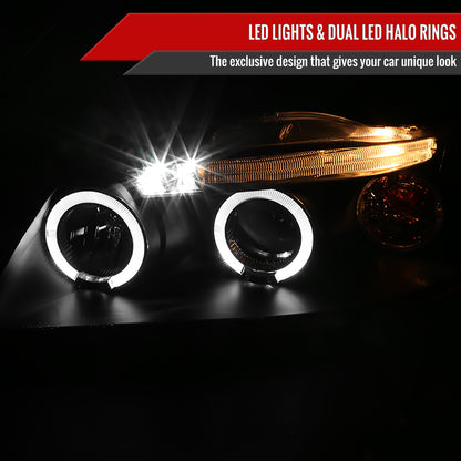 2004-2008 Chevrolet Aveo Dual Halo Projector Headlights (Matte Black Housing/Clear Lens)