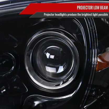 2002-2005 Mercedes Benz W163 ML Class Projector Headlights w/ SMD LED Light Strip (Glossy Black Housing/Smoked Lens)