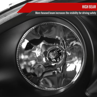 2002-2005 Mercedes Benz W163 ML Class Projector Headlights w/ SMD LED Light Strip (Matte Black Housing/Clear Lens)