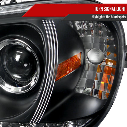 2002-2005 Mercedes Benz W163 ML Class Projector Headlights w/ SMD LED Light Strip (Matte Black Housing/Clear Lens)