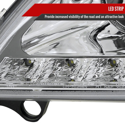 1998-2001 Mercedes Benz W163 ML Class Projector Headlights w/ SMD LED Light Strip (Chrome Housing/Clear Lens)