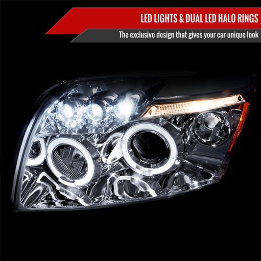 2007-2012 Dodge Caliber Dual Halo Projector Headlights (Chrome Housing/Clear Lens)