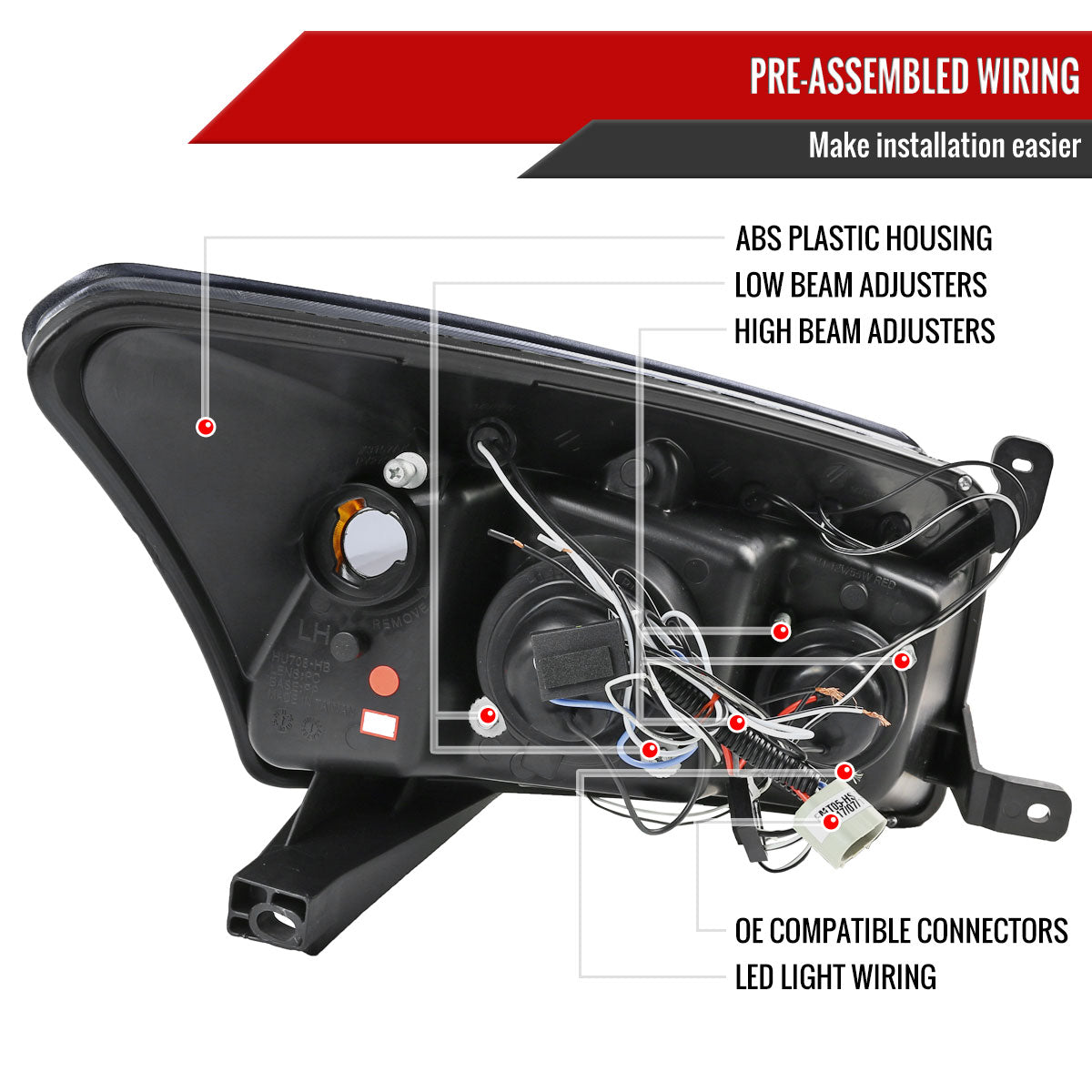 2007-2012 Dodge Caliber Dual Halo Projector Headlights (Chrome Housing/Clear Lens)