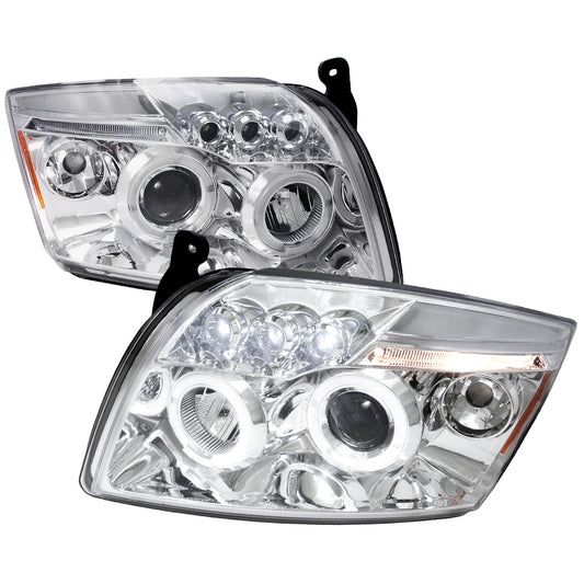 2007-2012 Dodge Caliber Dual Halo Projector Headlights (Chrome Housing/Clear Lens)
