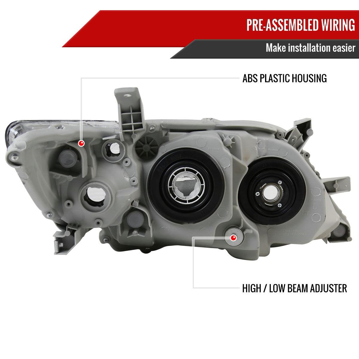 2010-2011 Toyota Camry Projector Headlights w/ Amber Reflectors (Chrome Housing/Clear Lens)