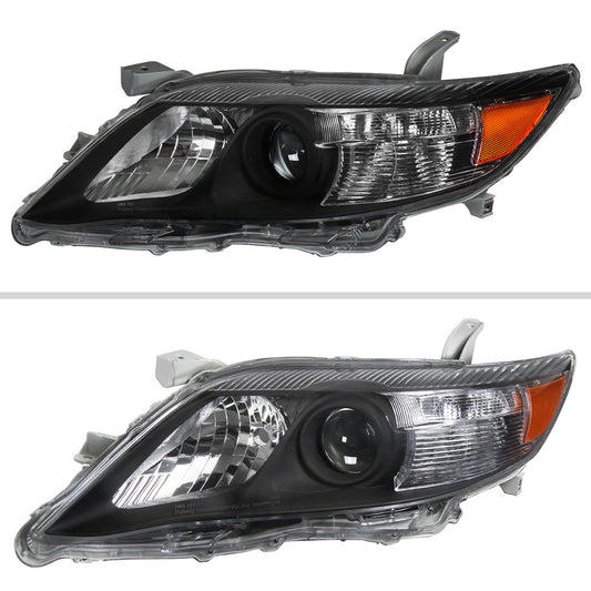2010-2011 Toyota Camry Projector Headlights w/ Amber Reflectors (Matte Black Housing/Clear Lens)
