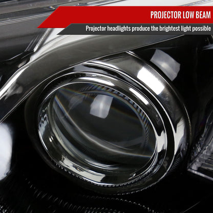 2012-2014 Toyota Camry Projector Headlight w/ Amber Reflector - Driver Side Only (Jet Black Housing/Clear Lens)