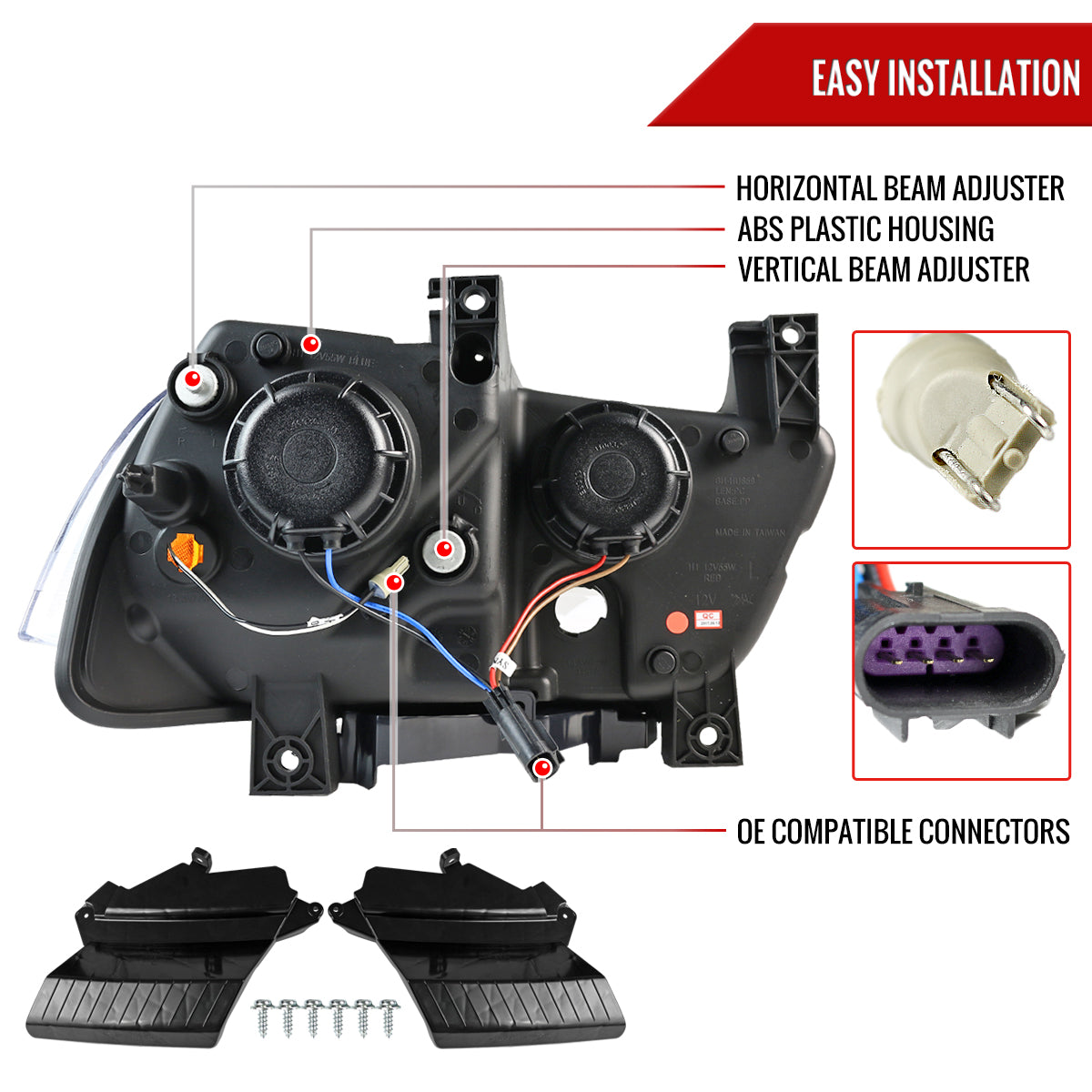 2011-2014 Dodge Charger Dual LED U-Bar Projector Headlights (Chrome Housing/Clear Lens)