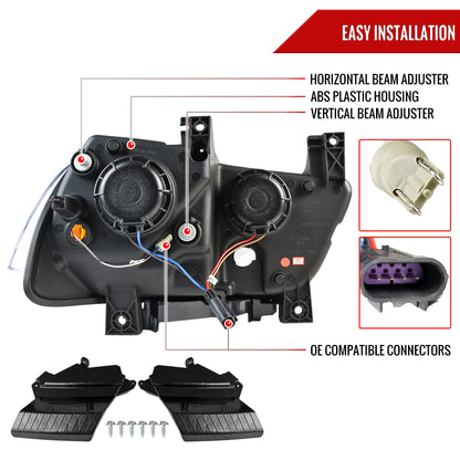 2011-2014 Dodge Charger Dual LED U-Bar Projector Headlights (Glossy Black Housing/Smoked Lens)