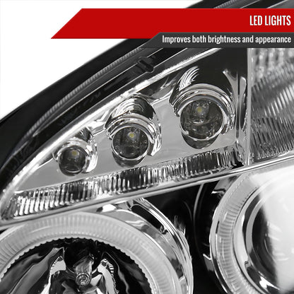 2005-2010 Chevrolet Cobalt Pontiac G5/Pursuit Dual Halo Projector Headlights (Chrome Housing/Clear Lens)