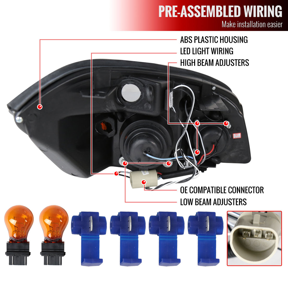 2005-2010 Chevrolet Cobalt Pontiac G5/Pursuit Dual Halo Projector Headlights (Chrome Housing/Clear Lens)