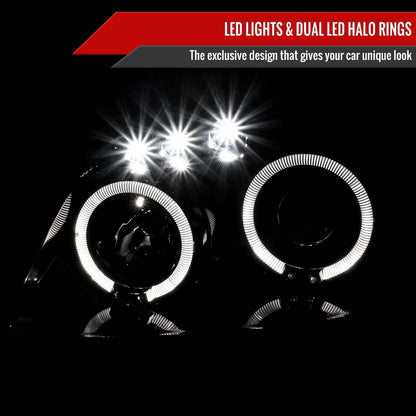 2005-2010 Chevrolet Cobalt Pontiac G5/Pursuit Dual Halo Projector Headlights (Jet Black Housing/Clear Lens)