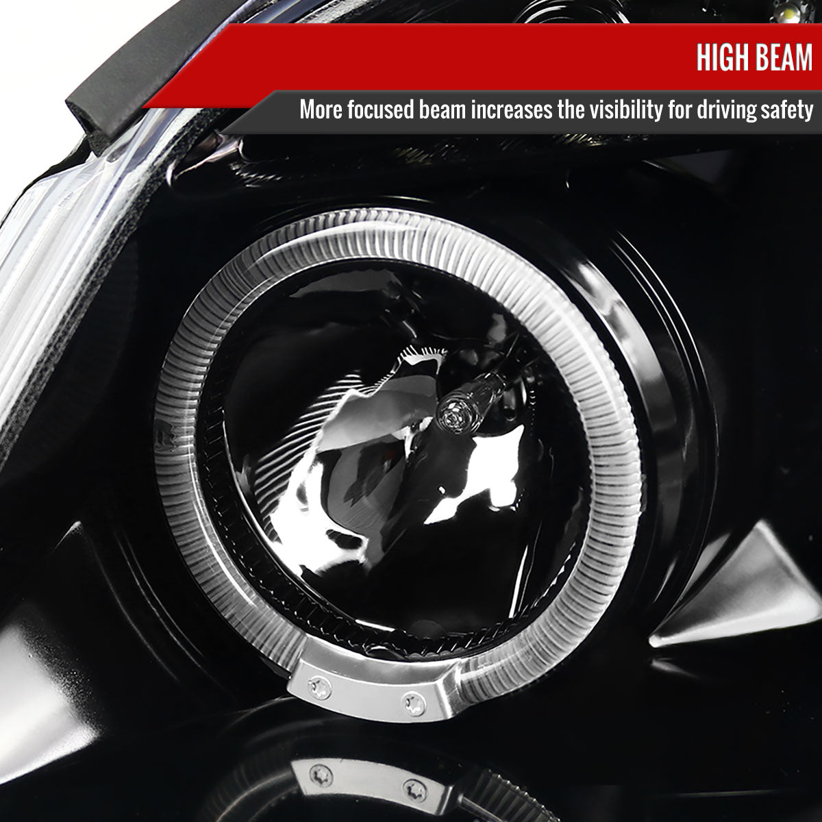 2005-2010 Chevrolet Cobalt Pontiac G5/Pursuit Dual Halo Projector Headlights (Jet Black Housing/Clear Lens)