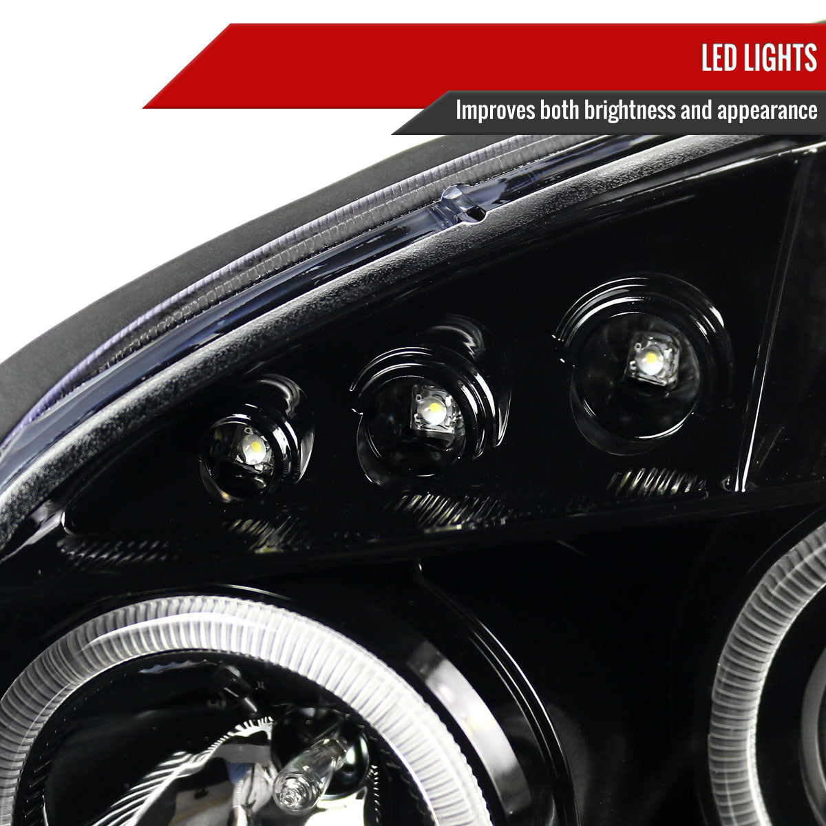 2005-2010 Chevrolet Cobalt Pontiac G5/Pursuit Dual Halo Projector Headlights (Jet Black Housing/Clear Lens)