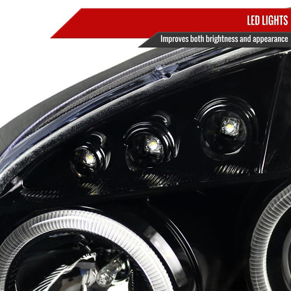 2005-2010 Chevrolet Cobalt Pontiac G5/Pursuit Dual Halo Projector Headlights (Jet Black Housing/Clear Lens)