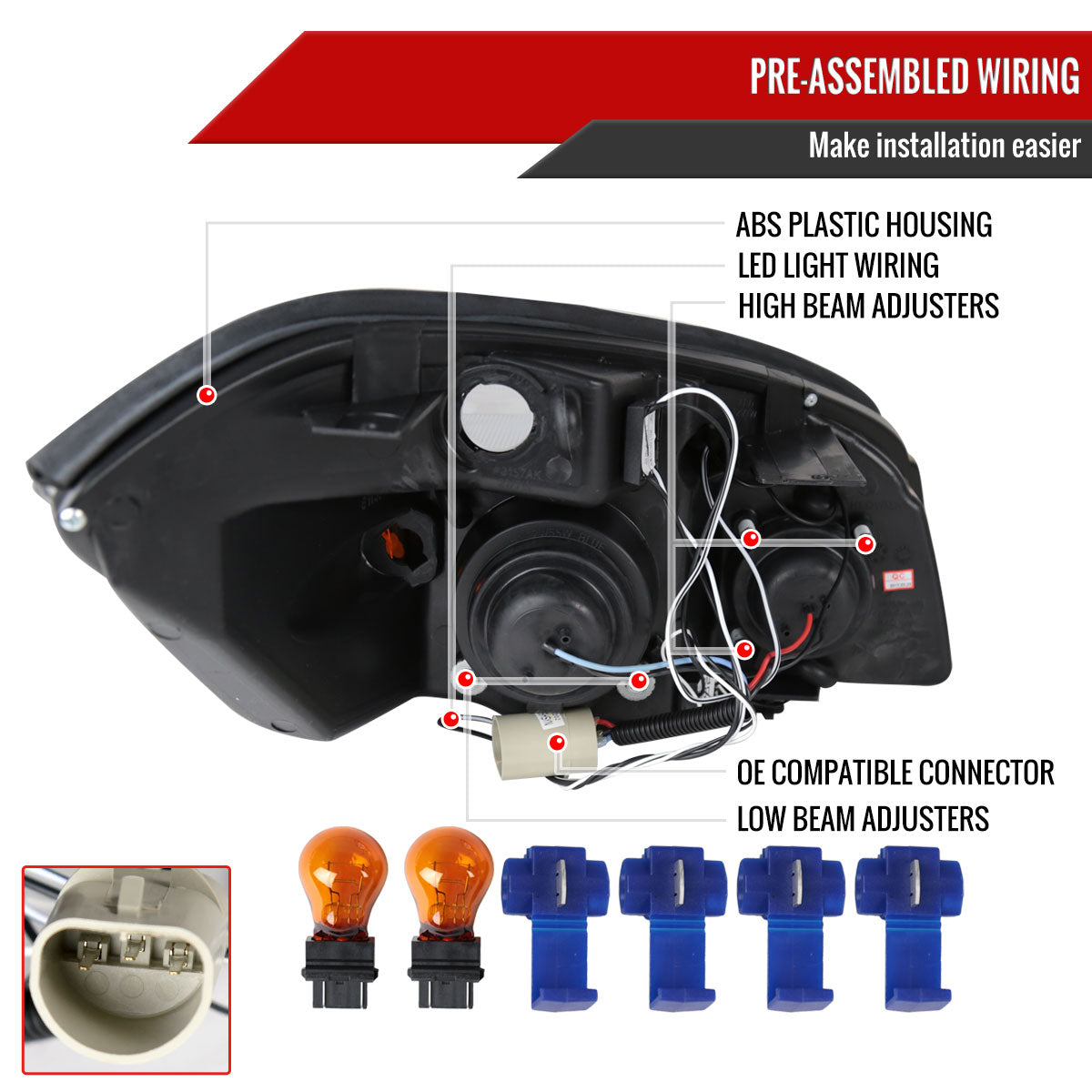 2005-2010 Chevrolet Cobalt Pontiac G5/Pursuit Dual Halo Projector Headlights (Jet Black Housing/Clear Lens)