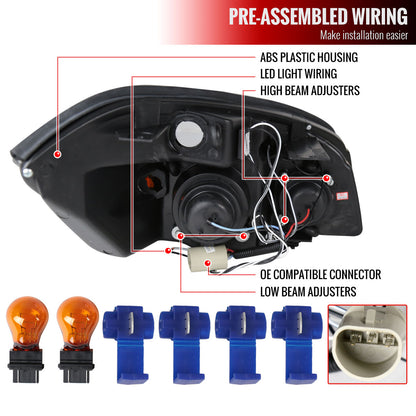 2005-2010 Chevrolet Cobalt Pontiac G5/Pursuit Dual Halo Projector Headlights (Jet Black Housing/Clear Lens)