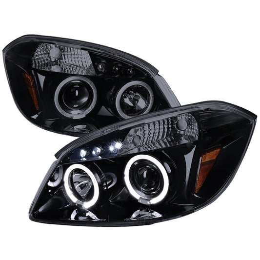 2005-2010 Chevrolet Cobalt Pontiac G5/Pursuit Dual Halo Projector Headlights (Glossy Black Housing/Smoked Lens)